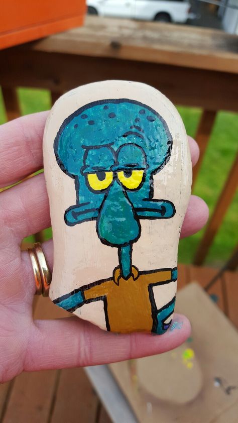 Spongebob Rock Painting, Paintings Spongebob, Crafts Star, Painted Crafts, Painted Rocks Kids, Rock And Pebbles, Paint Rocks, Painted Rocks Craft, Painted Rocks Diy