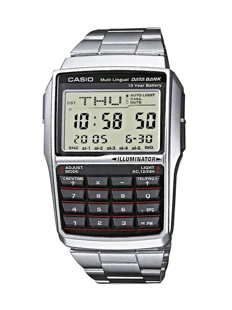 Casio DBC-32D-1AES no color / pattern size Uni Casio Databank, Casio Calculator, Calculator Watch, Casio Vintage Watch, Led Backlight, Casual Watches, G Shock, Stainless Steel Band, Stainless Steel Watch