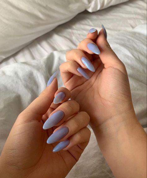 Cinderella Nails, Periwinkle Nails, White Lace Nails, Nail Art Designs For Beginners, Blue Chrome Nails, Sky Blue Nails, Nail 2023, Purple Glitter Nails, Easy Nail Art Designs