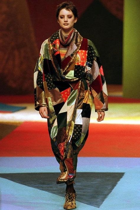 Thrilled to Pieces: A Survey of Patchwork on the Runways | Vogue Patchwork Runway, Haute Bohemian, Patchwork Fashion, Coat Of Many Colors, Patchwork Scarf, 2016 Menswear, Viktor Rolf, Patch Work, Vogue Fashion