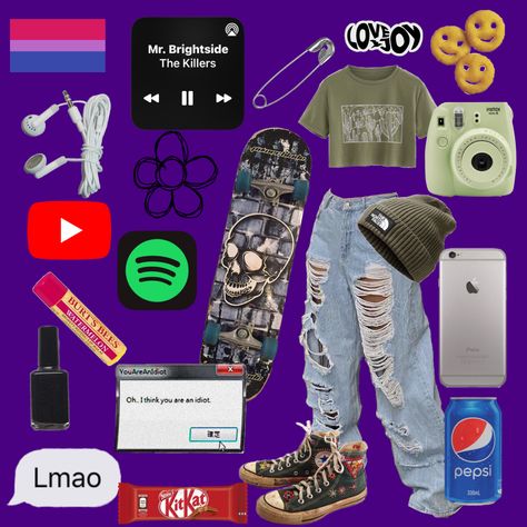 Bisexual Starter Pack, Bi Girl Aesthetic Outfit, Bi Aesthetic Outfits, Bisexual Aesthetic Outfit, Bi Outfits, Bisexual Outfits, Niche Aesthetic, Things To Wear, Trans Boys