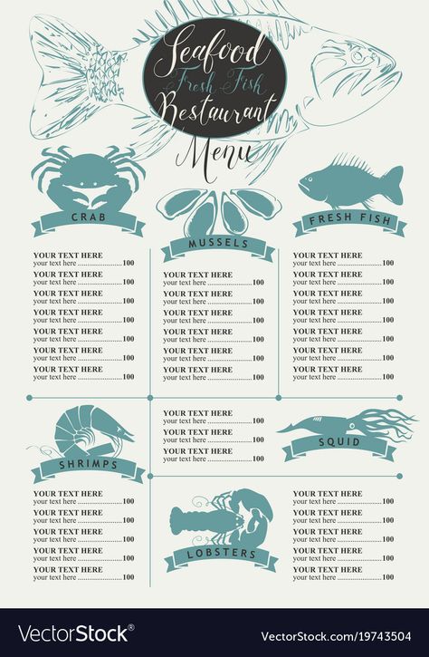 Seafood Menu Design, Resturant Menu, Restaurant Menu Card, Cool Poster Designs, Seafood Art, Menu Design Inspiration, Seafood Menu, Menue Design, Business Graphics