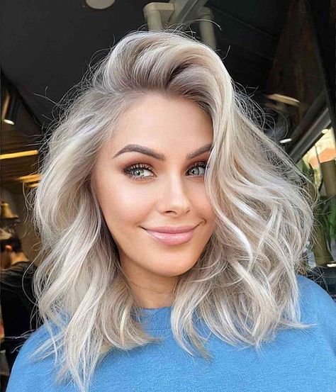 26 Hottest Long Wavy Bob Haircuts Anyone Can Pull Off Wavy Lob Hair, Blonde Long Bob Balayage, Long Bob With Waves, Blonde Lob Hairstyles, Lob Thick Wavy Hair, Long Bob Curled, Platinum Lob, Lob Hair Styles, Long Bob Haircut With Layers Thick Hair