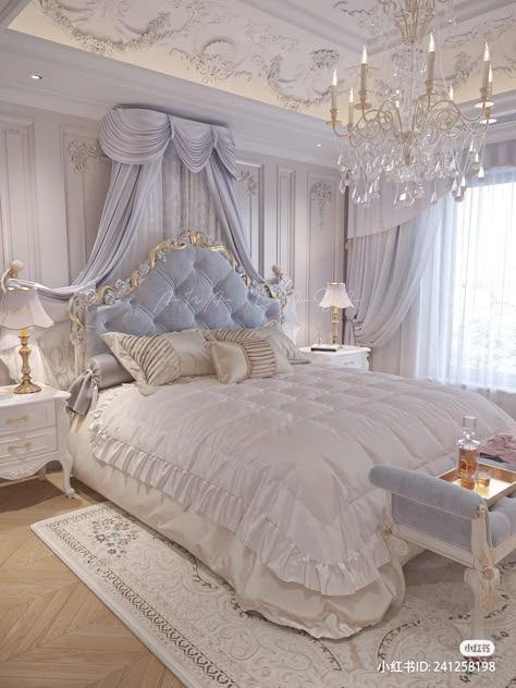 Fancy Vintage Bedroom, Royal Bedroom Princesses, Pink Victorian Bedroom, Royal Bedroom, Fancy Bedroom, Luxury Bedroom Design, Classic Bedroom, Luxury Bedroom, Dream House Rooms