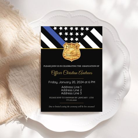 This Invitation Templates item is sold by FinleyMade. Ships from United States. Listed on Jun 4, 2024 Police Officer Party, Police Academy Graduation Party, Police Graduation, Police Academy Graduation, Police Academy, Graduation Invitation, Graduation Announcements, Graduation Invitations, Grad Parties