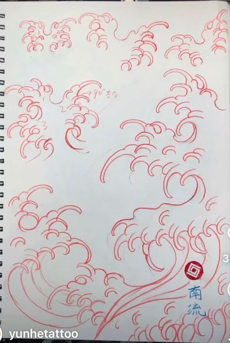 Japanese Tattoo Waves Design, How To Draw Japanese Waves, Japanese Tattoo Art Waves, Japanese Water Drawing, 浪花 Tattoo, Japanese Waves Tattoo Design, Japanese Waves Drawing, Japan Wave Tattoo, Japanese Water Tattoo Designs