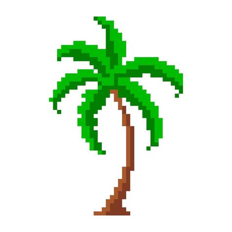 Tree Vector Art, Abstract Decoration, Palm Tree Vector, Palm Green, Tree Vector, Retro Vector, Tropical Tree, Minecraft Pixel Art, Pixel Art Design