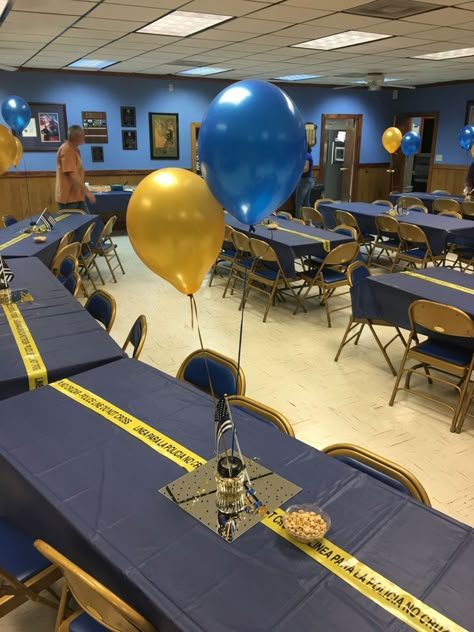 Pin by Stefanie Alfred Rossi on DAD Party in 2022 | Police retirement party, Dad party, Retirement decorations Police Party Decorations, Police Decorations, Police Officer Party, Police Academy Graduation Party, Retirement Party Centerpieces, Cop Party, Retirement Party Ideas, Police Retirement Party, Police Appreciation