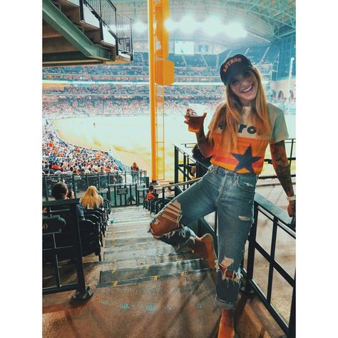 Astros Outfit, Houston Astros Outfit, Baseball Jersey Outfit, Spring Attire, Old Outfits, Baseball Outfit, Jersey Outfit, Event Outfit, Baseball Game