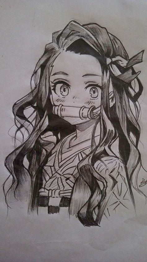 Nezuko Sketch Easy, Nezuko Drawing Sketch, Easy Demon Slayer Drawings, Kanao Drawing, Demon Slayer Doodles, Nezuko Sketch, Nezuko Drawing, Easy Manga Drawings, Pc Drawing