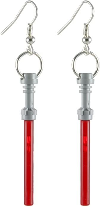 Lightsaber Earrings, Lego Lightsaber, Lego Necklace, Lego Earrings, Lego Jewelry, Red Lightsaber, Sabre Laser, Star Wars Light, Fandom Jewelry