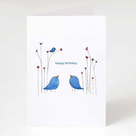 Masculine Watercolor Birthday Cards, Bird Birthday Cards Handmade, Bird Birthday Cards, Watercolor Birthday Card Ideas, Happy Birthday Birds, Silly Birds, Happy Birthday Doodles, Happy Birthday Cute, Watercolour Birds