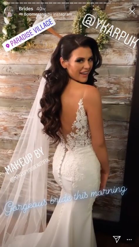 Hollywood Glam Wedding Hair With Veil, Bridal Hairstyles For Long Hair All Down, Long Hair Wedding Styles All Down, Curled Bridal Hair, Glam Wedding Hair, Wedding Hairstlyes, Bride Hair Down, Glam Bride Makeup, Hollywood Glam Wedding