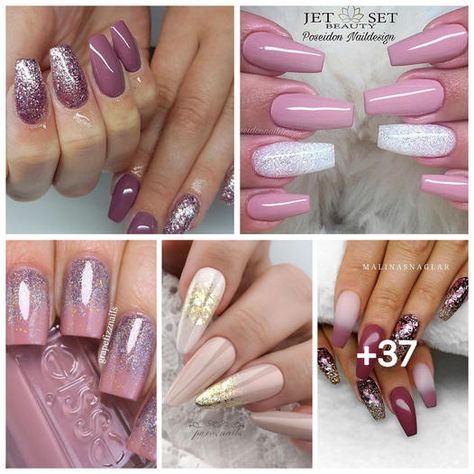 Mauve Color Nail Art Ideas To Look Flawless To The Fingertips Mauve Square Nails, Mauve Ombre Nails Acrylic, Mauve Pink Nails Design, Mauve Purple Nails, Mauve Nail Ideas, Mauve Nails Design, Professional Nail Designs, Silver Nail Designs, Pink Nail Colors