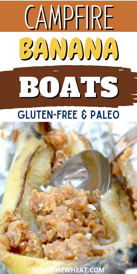 Campfire Banana Boats are the easiest dessert to make while camping or BBQ’ing. You only need a banana and your choice of toppings! The end result tastes so good. Directions are given for baking them too. I love that they are an easy gluten free campfire dessert. Oat Flour Banana Muffins, Campfire Banana Boats, Gluten Free Kids Snacks, Paleo Coconut Macaroons, Gluten Free Camping, Banana Boat Recipe, Campfire Dessert, Campfire Snacks, Banana Boats