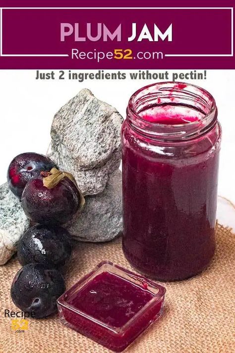 Plum Jam Without Pectin, Christmas Jam Recipes, Plum Jam Recipe, Jam Without Pectin, One Potato, Plum Jam Recipes, Homemade Almond Butter, Almond Butter Recipes, Christmas Jam