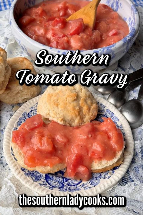 Southern tomato gravy recipe is easy, delicious and perfect over biscuits, pasta, potatoes or rice. Use tomato gravy in hamburger dishes and it’s a great way to use those garden tomatoes. Easy Tomato Gravy Recipe, Tomato Gravy With Fresh Tomatoes, Southern Tomato Gravy, Tomato Gravy Recipe Southern, Casseroles Dinners, Carolina Recipes, Biscuits For Breakfast, Tomato Gravy Recipe, Easy Gravy Recipe