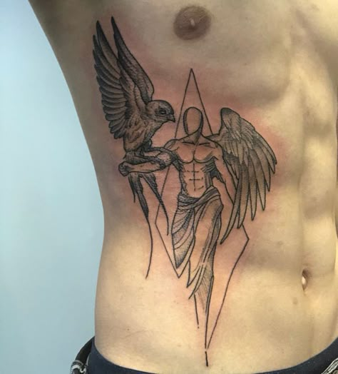 Mythology Tattoo Ideas, Rose Neck Tattoo, Wing Tattoo Men, Band Tattoo Designs, Back Tattoos For Guys, Greek Tattoos, Tatuaje A Color, Eagle Tattoo, Stomach Tattoos