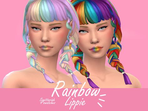 Sims Lookbook, Pastel Rainbow Hair, Cc Furniture, Sims 4 Mm, Sims4 Cc, Sims 4 Cas, Sims Community, Pastel Hair, Rainbow Kids