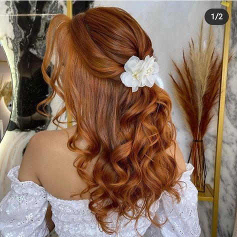 Ginger Hair Bride Wedding, Redhead Bridesmaid Hair, Updo Hairstyles Red Hair, Wedding Hairstyles Half Up Half Down Red Hair, Auburn Hair Wedding Hairstyles, Wedding Hairstyles For Redheads, Wedding Hairstyles For Long Hair Red, Short Red Hair Wedding Hairstyles, Red Bridal Hair Hairstyles