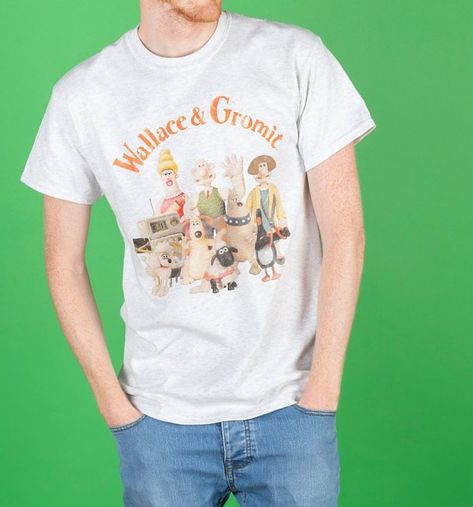 Wallace And Gromit, Gifts Bags, Clothing Gifts, Grey T Shirt, Birthday Gift Ideas, Retro Tshirt, Ash Grey, Retro Outfits, Gray Tshirt