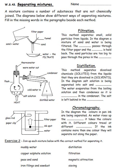 Solved W.S.43. Separating mixtures. Name A mixture contains | Chegg.com Methods Of Separating Mixtures, Separation Techniques Chemistry Notes, Separating Mixtures Worksheet, Homogenous And Heterogeneous Mixtures, Grade 7 Notes, Separation Of Mixtures, Gcse Chemistry Revision, Types Of Mixtures, Separating Mixtures