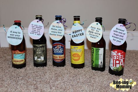 Easter egg beer hunt - hide beer instead of eggs for an adult egg hunt, decorated beer box, Easter beer sayings Easter Beer Hunt, Beer Sayings, Adult Easter Egg Hunt, Crafts Gift Ideas, Adult Easter Baskets, Diy Crafts Gift, Easter Gift For Adults, Beer Box, Adult Easter