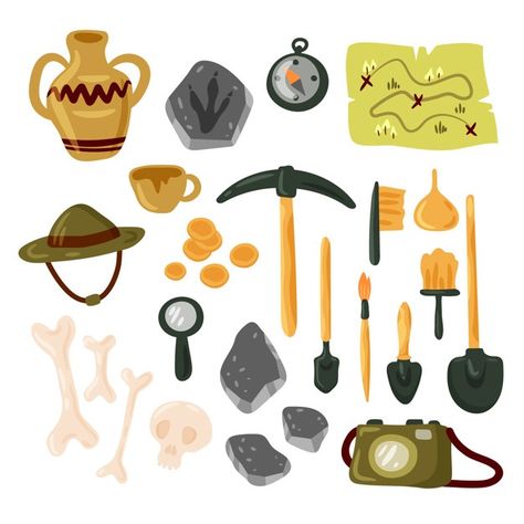 Archaeology icon set | Premium Vector #Freepik #vector #map #brush #skull #science Greece Architecture, Teaching History, Vector Map, Cute Cartoon Pictures, Travel App, Reading Journal, Advertising Design, Zbrush, Book Illustration