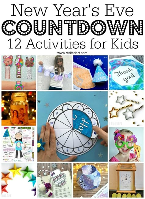 New Year's Eve Countdown for Kids - Count down to Midnight with this fantastic set of hourly activity for kids. Includes many printables to make New Year's Eve planning quick and easy. Love these New year's eve printables for kids #newyearseve #newyearseve2018 #printables #countdown #newyearsevecountdown New Years Hourly Activities For Kids, New Years Eve Toddler, Nye Activities, Countdown For Kids, Countdown Activities, New Year's Eve Crafts, New Year's Eve Countdown, Kids New Years Eve, New Year's Eve Activities