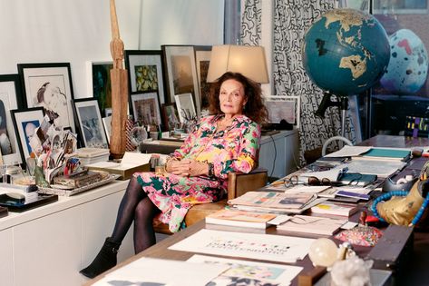 Diane von Furstenberg Looks to the Metaverse - WSJ Travel Newsletter, French Office, 1980s Fashion Trends, Wardrobe Fashion, Office Inspo, Garage Interior, Photoshoot Idea, Interesting People, Hollywood Hills