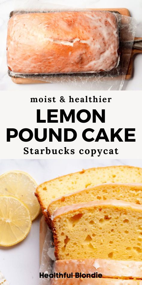 This Starbucks copycat lemon pound cake recipe is even better, healthier, and made with simple ingredients like Greek yogurt, honey, and almond flour. It's super moist, zesty, and so easy to make. This glazed lemon cake is the perfect sweet breakfast or lemon dessert for spring and summer!