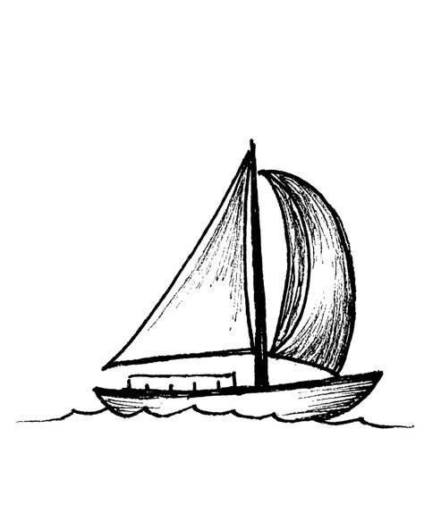 Boat Simple Drawing, Simple Sail Boat Drawing, Sailing Ships Drawing, Sailboat Sketch Simple, Sail Boats Drawing, Sailboats Drawing, Boat Sketch Simple, Simple Ship Drawing, How To Draw A Ship