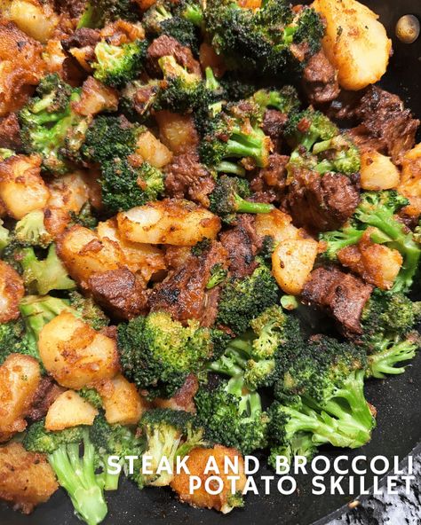 Steak Potatoes And Broccoli, Cajun Butter Steak, Potatoes And Broccoli, Broccoli Potato, Steak And Broccoli, Potato Skillet, Cajun Butter, Broccoli And Potatoes, Steak Potatoes