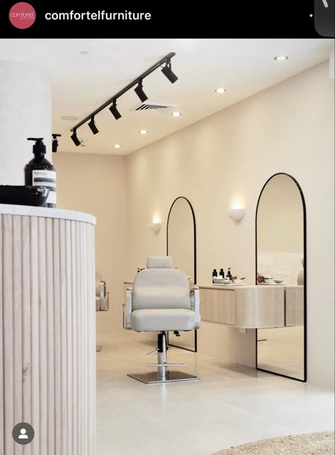 Salon Light Fixtures, Hair Salon Interior Lighting, Korean Salon, Private Salon, Light And Airy Hair Salon, Hair Salon Interior Design Color Schemes, Salon Inspo Modern, Neutral Modern Hair Salon, Neutral Hair Salon