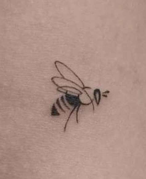 Minimalist Bee Tattoo, Fine Line Bee Tattoo, Queen Bee Tattoo, Honey Bee Tattoo, Flying Bee, Bug Tattoo, Insect Tattoo, Bow Tattoo, Bee Tattoo