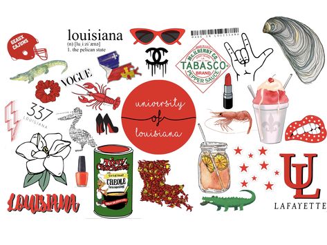 UL, Louisiana, Lafayette, Ragin' Cajun collage. Louisiana Wallpaper, Cajun Tattoo, Louisiana Painting, Desktop Collage, Creole People, Louisiana Tattoo, Louisiana Decor, Ragin Cajun, Culture Project