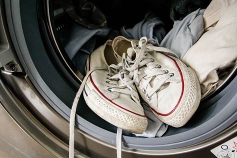 Car floor mats in the washer? Usually, yep. The post How to Clean Some Surprising Things in Your Washing Machine appeared first on HouseLogic. Shoe Odor Remover, Clean Suede Shoes, How To Clean White Shoes, Smelly Shoes, How To Wash Shoes, Clean Your Washing Machine, How To Clean Suede, Runner's World, Shoes Hack