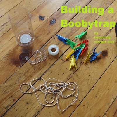 build a simple boobytrap...a kid activity that doesn't require anything you can't find around the house Safety Preschool, Hanging Wall Lanterns, How To Make Traps, Steam Kids, Booby Traps, Toddler Lessons, The Goonies, Library Activities, Daycare Ideas