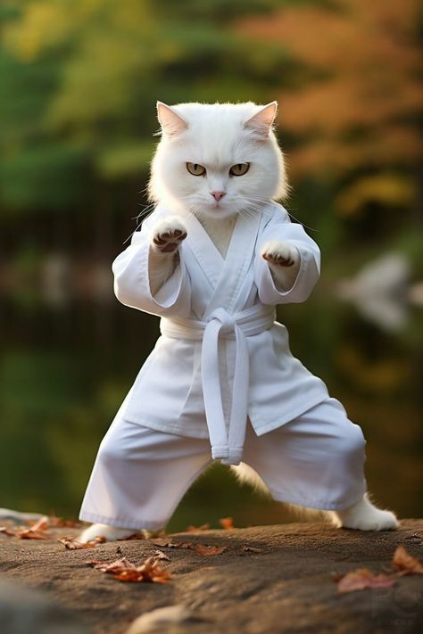 Taekwondo Anime, Karate Cat, Purring Cat, Foto Text, Smelly Cat, Scared Cat, Cat Scratch, Cat Poster, Bad Cats