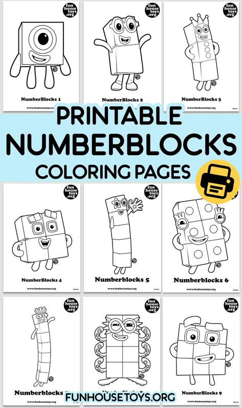 Get ready for some coloring fun with printable coloring pages from Fun House Toys. Find the wide selection of coloring pages and educational sheets for kids. You can easily print and download all our Pages. #numberblocks #coloringpages #coloringpagesforkids #cbeebies #educationspages #printablecoloringpages #numberblockscoloring #learningnumbers #earlyeducation #learningathome #homeschool #toddleractivities #getcreativwithkids #toddlercrafts #preschool #preschoolathome #playbasedlearning Numberblocks Coloring Pages, Fun Printables For Kids, Block Birthday Party, Number Blocks, Playbased Learning, Math Coloring, Learning Worksheets, Fun House, Coloring Sheets For Kids