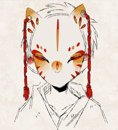 Demon Slayer X Reader, Japanese Fox Mask, Kitsune Mask, Mask Drawing, Japan Tattoo Design, Japanese Mask, Masks Art, X Reader, Mask Design