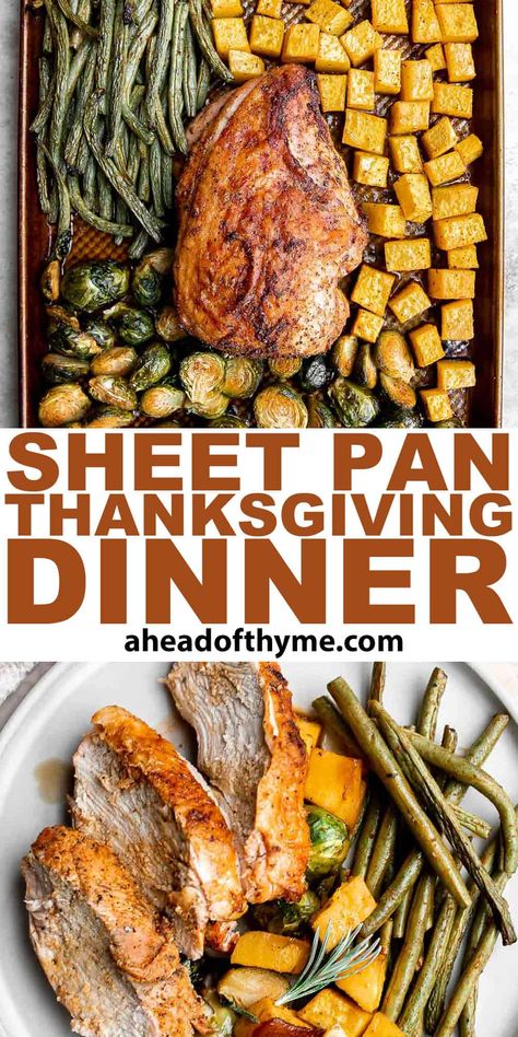 Sheet Pan Thanksgiving Dinner Sheet Pan Thanksgiving Dinner For Two, Sheet Pan Thanksgiving Dinner, Sheet Pan Turkey, Turkey Butternut Squash, Thanksgiving Dinner For Two, Small Turkey, Easy Thanksgiving Dinner, Thanksgiving Foods, Dinners Recipes