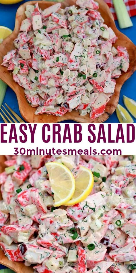 Crab Salad Recipe - 30 minutes meals Easy Crab Salad, Picnic Salad, Crab Pasta, Crab Salad Recipe, Sea Food Salad Recipes, Crab Dishes, Friends Recipes, Fantastic Recipes, Creamy Dressing