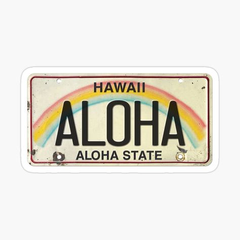 "Vintage Hawaii License Plate Aloha" iPhone Case & Cover by northshoresign | Redbubble Walk Pictures, Hawaii License Plate, Aloha Sticker, Surf Drawing, Sticker Business, Vintage License Plates, Vintage Aloha, Cute Laptop Stickers, Stickers Aesthetic