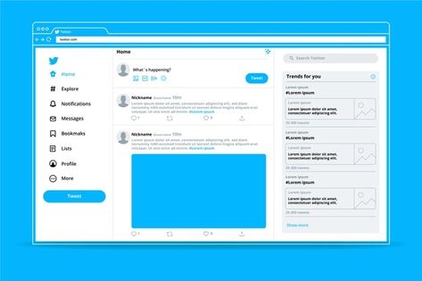 Minimalist twitter interface template Fr... | Free Vector #Freepik #freevector #template #social-media #web #internet Twitter Trending Template, Twitter Strategy, Twitter Template, Twitter Chat, Trending Hashtags, Twitter Followers, Best Tweets, Get More Followers, Twitter Trending