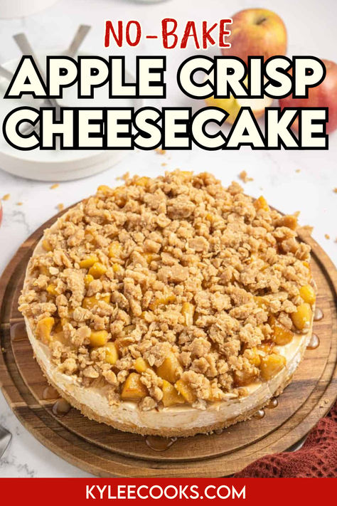 An image of Apple Crisp Cheesecake Cheesecake Thanksgiving, Thanksgiving Desserts Apple, Thanksgiving Cheesecake, Apple Crisp Topping, Pineapple Cheesecake, Apple Crisp Cheesecake, Easy Apple Crisp, Crisp Topping, Cinnamon Cheesecake