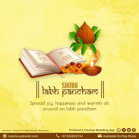 Happy Labh Pancham #labhpancham #happylabhpancham #labhshubh #devotionalpost #festiveseason #festival #hindu #hindufestival #eJaherat #labhpanchami #trending #trendingtopic #dailypost #businesspost Subh Labh Pancham, Labh Pancham Post, Labh Pacham Creative Ads, Labh Pancham Creative, Labh Pancham Creative Ads, Happy Labh Pancham, Diamond Carat Size Chart, Carat Size Chart, Happy Holi Photo