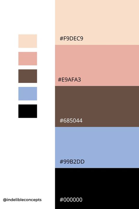 Pink Brown Blue Color Scheme, Brown And Peach Outfit, Blue Pink Brown Palette, Peach Blue Color Palette, Pink And Brown Color Palette, Brown And Blue Color Palette, Color Palette Brown, Canva Colors, Color Theory Art