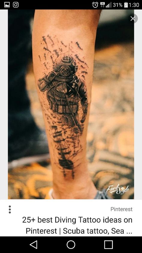 Spearfishing Tattoo, Maori Tattoo Frau, Scuba Tattoo, Pirate Tattoos, Diving Tattoo, Hai Tattoo, Scuba Diving Tattoo, Underwater Tattoo, Diver Tattoo