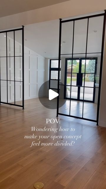 Kristina Svezhintseva on Instagram: "Do you love an open concept but struggle to figure out how to seamlessly create division between your spaces? Consider adding glass and steel partitions! We loved how this kept our home feeling bright and open while still keeping the spaces separate!  We added glass and steel walls in: My office The dining room + kitchen  The main area and bedrooms The family room and living room  #idcoathome #mixerofstyles  #hometohave #myhomevibe #ltkhome #howihome #pocketofmyhome #showthatinspo #mycovetedhome #showmeyourstyled #prettylittleinteriors #houseenvy #ourweeklydesigncrush #howyouhome #ambularinteriorsaintgotnothingonme #crappyiphonepicsaremyjam #maketimefordesign #thedelightofdecor #mycrumbshome #currenthomeview" Partition Home Office, Wall Opening Between Rooms, Dining Room Alternatives, Partition Between Living And Dining, Kitchen Divider, Formal Dinning Room, Glass Partition Wall, Entry Doors With Glass, Home Feeling